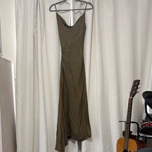 Zara Olive Green Silky Slip Dress